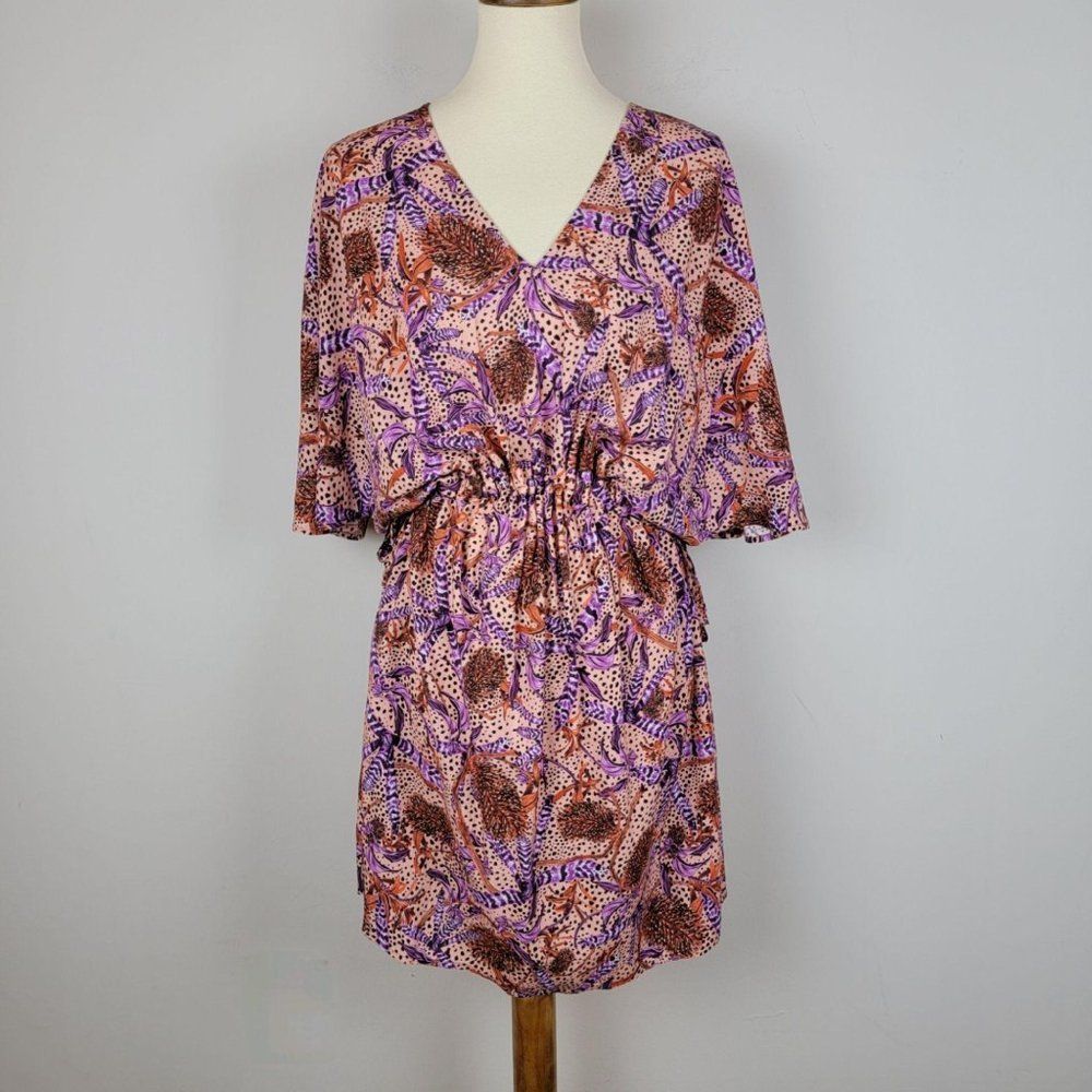 Seafolly Pink Purple Floral Kimoto Native Coverup